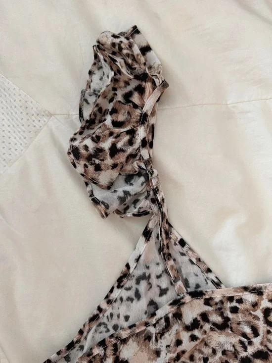 Blue Life Leopard Print Ruffle-Strap Camisole in Beige and Brown - Picture 6 of 6